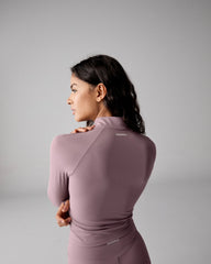 Ultimate Long Sleeve Seam Detail Zip Up Top - Dusk Purple
