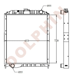 HINO Radiator - HINO RANGER J08CFG1, PRO 720 x 653 x 61 mm