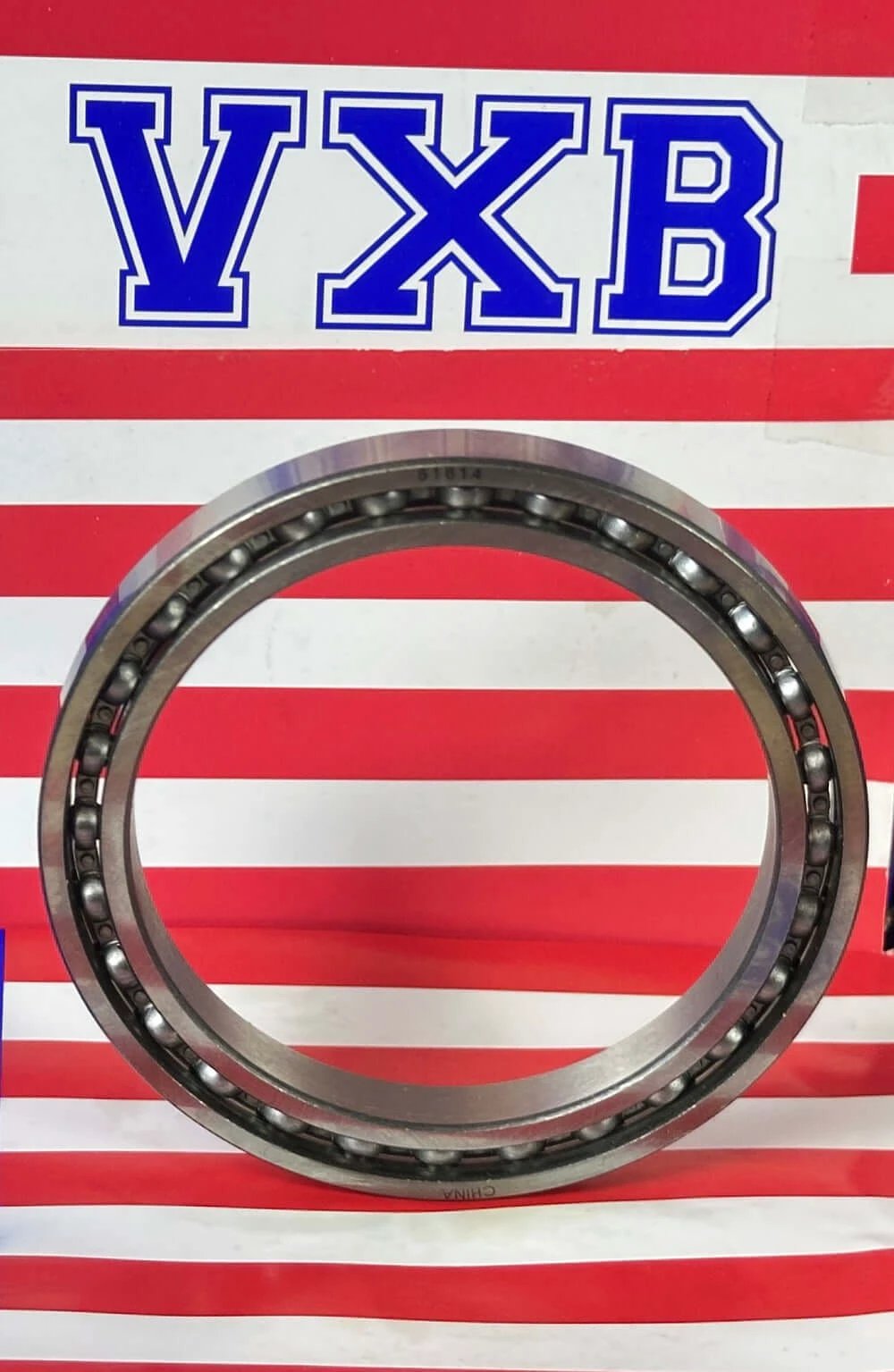6814 Bearing 70x90x10 Open front view showcasing chrome steel construction and inner ball arrangement.