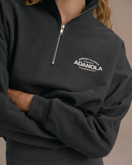Classics Oversized Funnel Neck Zip Sweatshirt - Graphite Grey/Marshmallow White