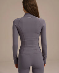 Ultimate Long Sleeve Zip Up Top - Dark Grey