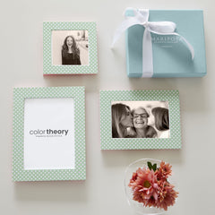 Double Sided Geometric Green and Rosa Pink 4x6 Frame