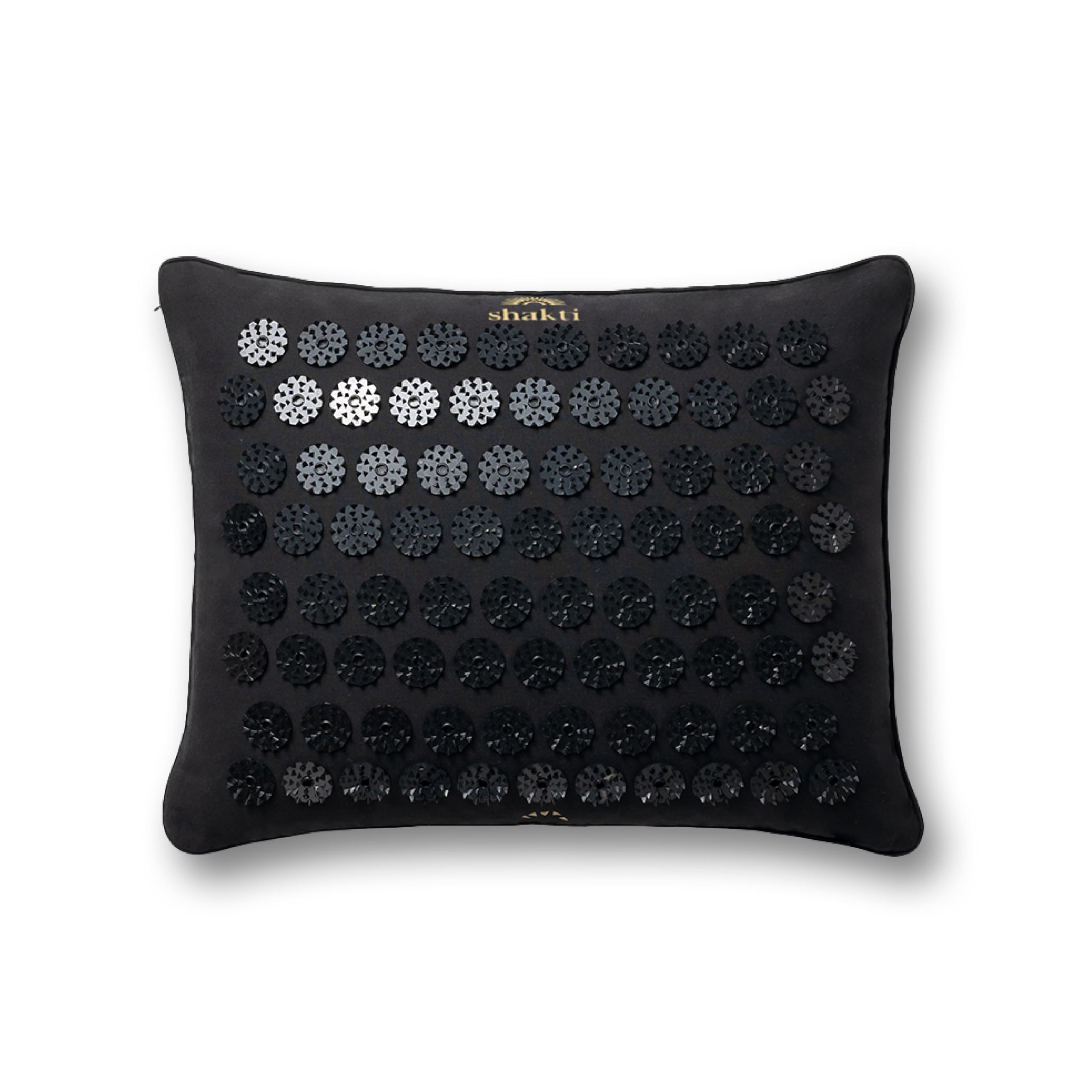 ShaktiMat Premium Acupressure Pillow, Level 1 Intensity in Shakti Black, Massage Muscles, Aid Sleep & Unlock Inner Tension | Similar to Acupuncture | FSA/HSA Eligible | Organic Cotton Certified