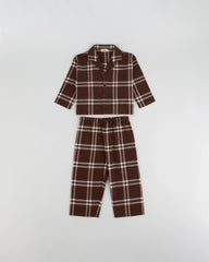 Mini Brushed Checked Pyjamas - Chocolate Brown