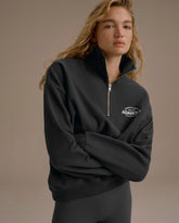 Classics Oversized Funnel Neck Zip Sweatshirt - Graphite Grey/Marshmallow White