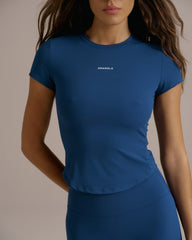 Ultimate Curved Hem Short Sleeve Top - College Blue