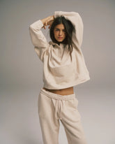 Loopback Henley Hoodie - Oatmeal Melange