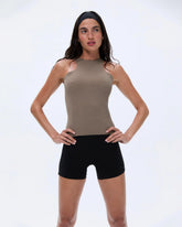 Ultimate Racer Back Longline Top - Cocoa Brown
