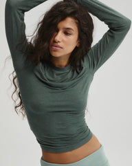 Modal Long Sleeve Technical Top - Sea Green