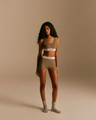Branded Ribbed Boxer - Olive Green