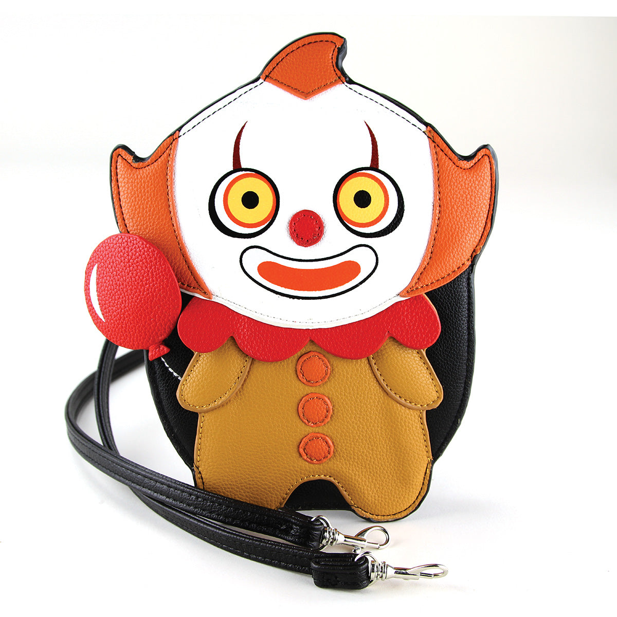 Cute Scary Clown Crossbody Bag in Vinyl, front view