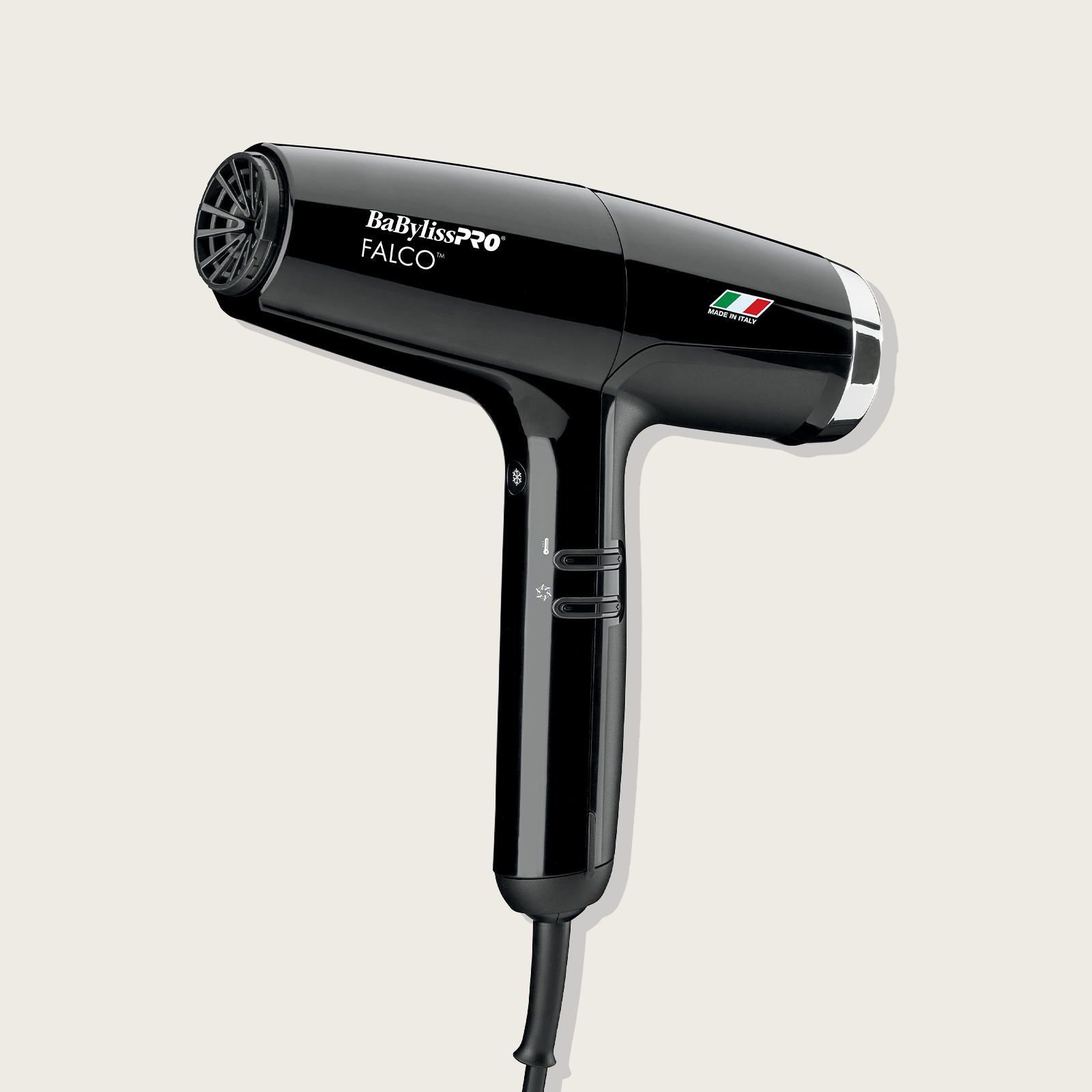 Séchoir BabylissPro Falco de Dannyco, outil professionnel pour sécher et lisser les cheveux, en plastique noir avec boutons de contrôle