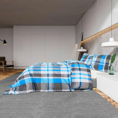 Sengesett blå og grå 220x240 cm bomull