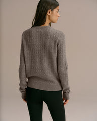 Cable Knit Sweatshirt - Dark Grey Melange