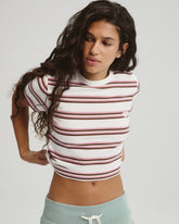Classic Stripe Branded T-shirt - Dusty Pink/Marshmallow White