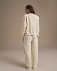 Varsity Loose Fit Sweatpants - Marshmallow White/Coffee Bean