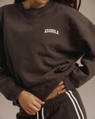 Varsity Loose Fit Sweatshirt - Washed Coffee Bean/Marshmallow White