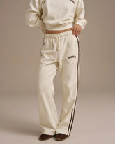Varsity Loose Fit Sweatpants - Marshmallow White/Coffee Bean