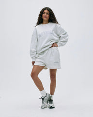 Varsity Chainstitch Oversized Sweatshirt - Light Grey Melange