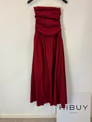 PEPPERMAYO. Vestido largo palabra de honor color vino. T XS