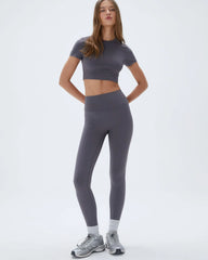 Short Sleeve Crop Top - Dark Grey