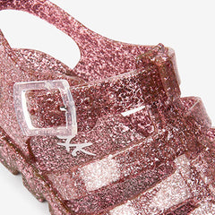 Rose Gold Glittter Jelly Sandals (Younger Girls)