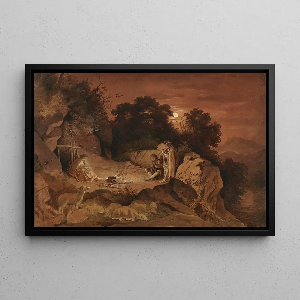 Adrian Ludwig Richter - Hirten am Feuer Abendlandschaft.webp