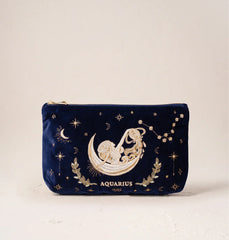 Aquarius Navy Velvet Everyday Pouch