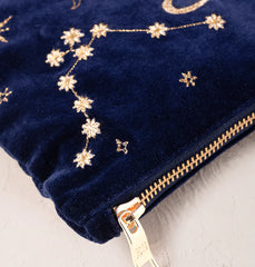 Aquarius Navy Velvet Everyday Pouch