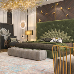 Athaliah Velvet Luxury High Headboard Bed Frame