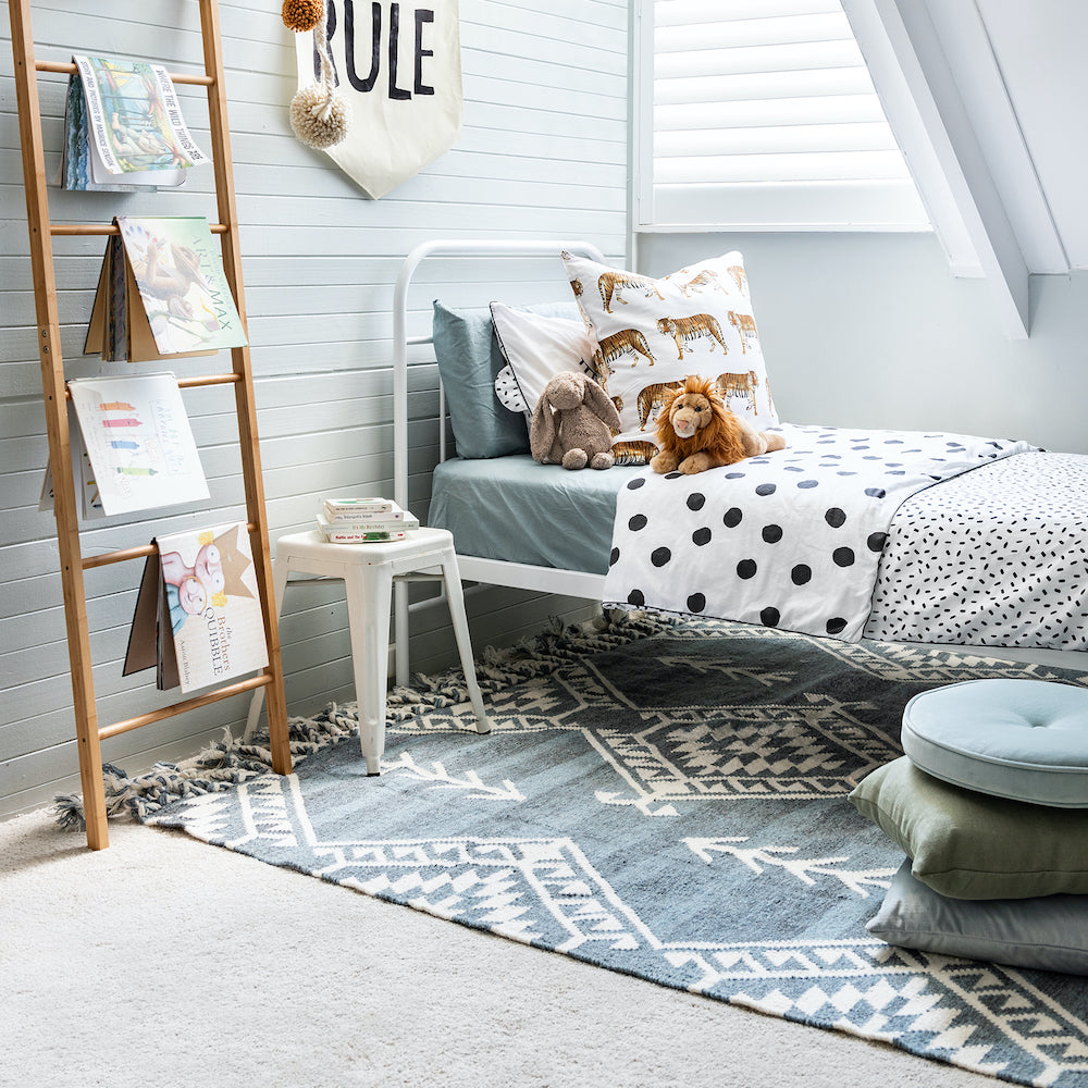 Blue Wool Rug Oh Happy Home