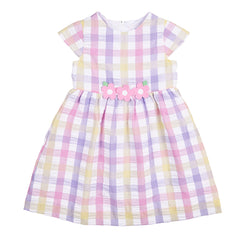 Pastel Plaid Dress With Flowers