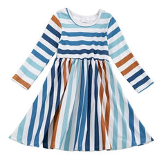 Striped Twirl Dress, girl's, kids, Milk Silk, long sleeve, Back to School