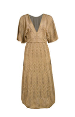 Missoni - Gold Chevron Knit Midi Dress Sz 2 - Current Boutique