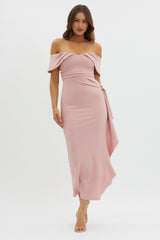 Lillianne Off-Shoulder Side Ruffle Maxi Dress Blush by Selfie Leslie