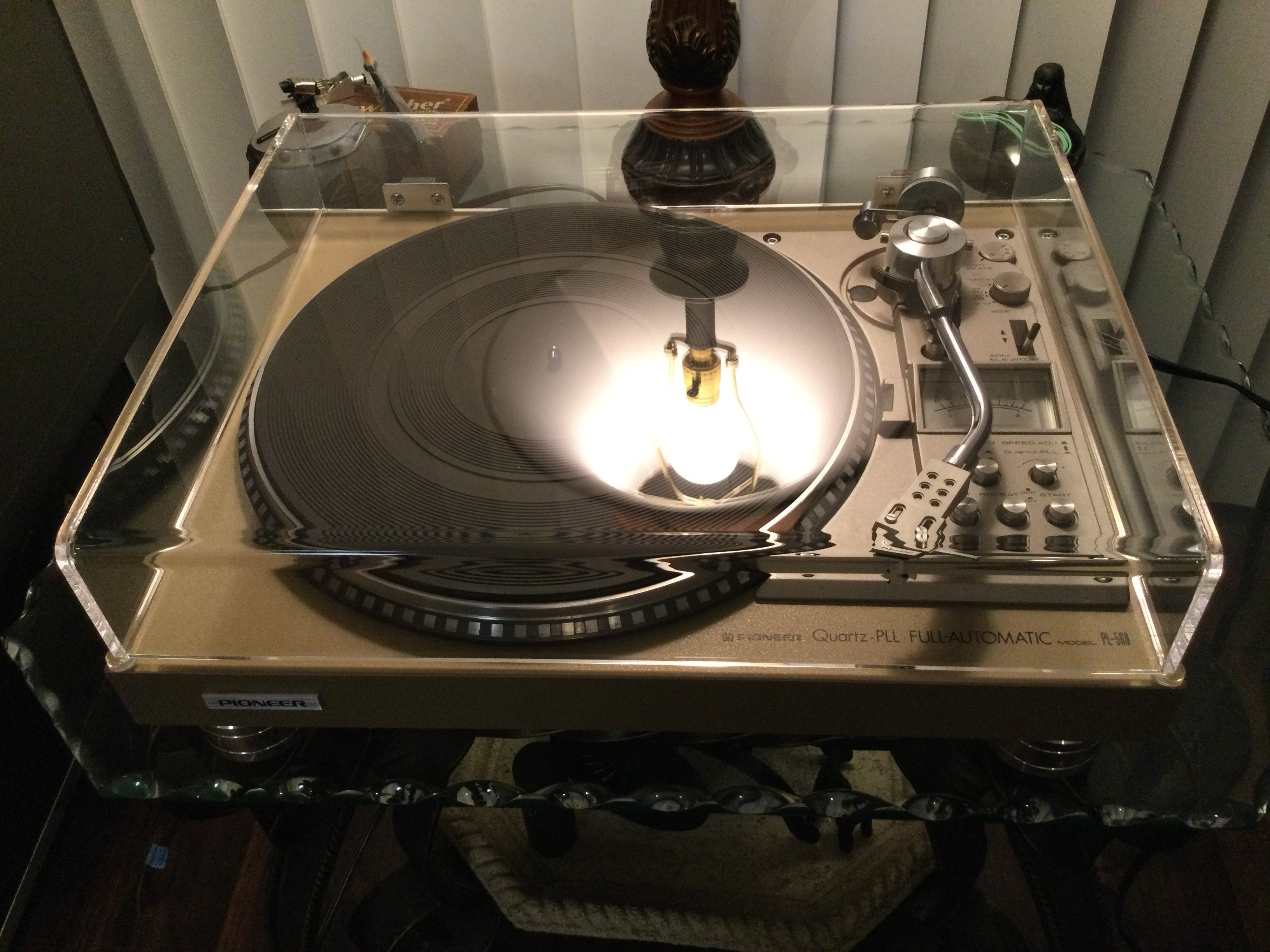 Pioneer PL-560 Turntable, Just About Mint, Shure M70BX Cartridge, New Lid, Serviced, Watch Video!