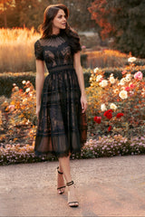 Cocktail Dresses Midi Lace Formal Black Cocktail Dress Black