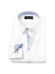 Product Image of Comfort Stretch Non-iron Solid Dress Shirt With Contrast Trim-White/Blue