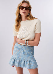 MAGLIA LIU JO PE26 - Top in maglia con ricamo in rafia - CA6056