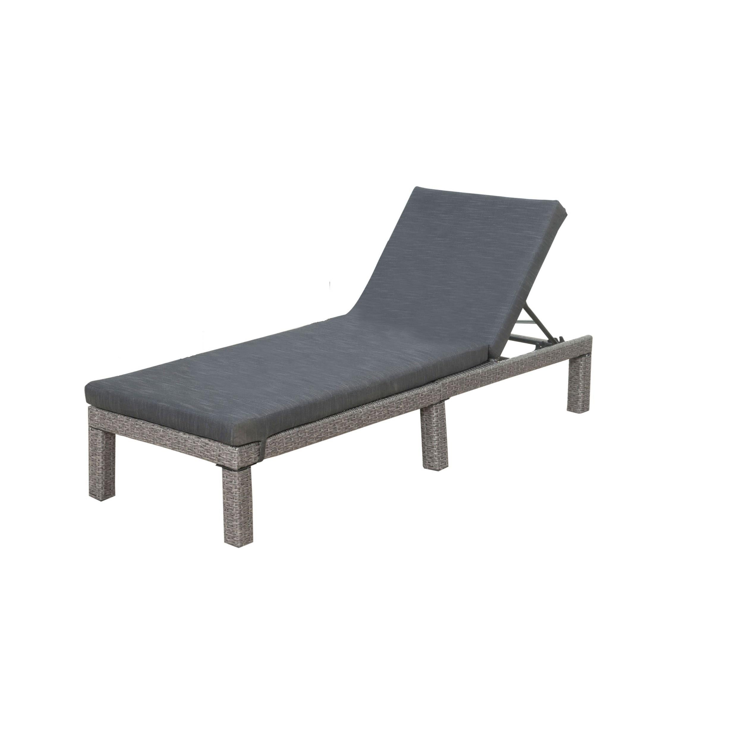 Outdoor Wicker Adjustable Chaise Lounge w/Cushion - Gray/Black WNB239992BG