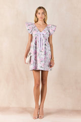 Jacquard with Bow Mini Dress