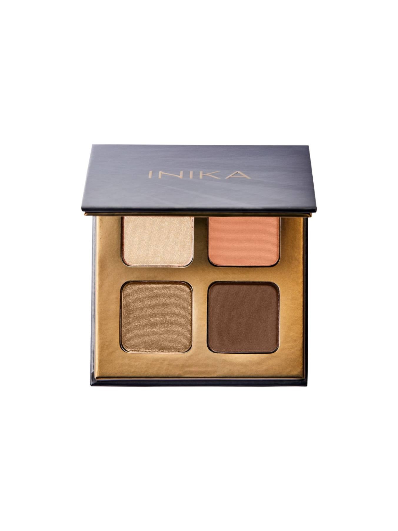 Eyeshadow Quad Palette Wind, Eyeshadow quad, eyeshadow palette, oogschaduw, oogschaduw palette, Inika Organic, Inika, Eyes, Ogen, glitter, natural makeup, natuurlijke make-up, make-up, vegan, vegan beauty, Nourished, Nourished Nederland