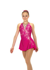 Rose pink figure skate dress with sparkling design