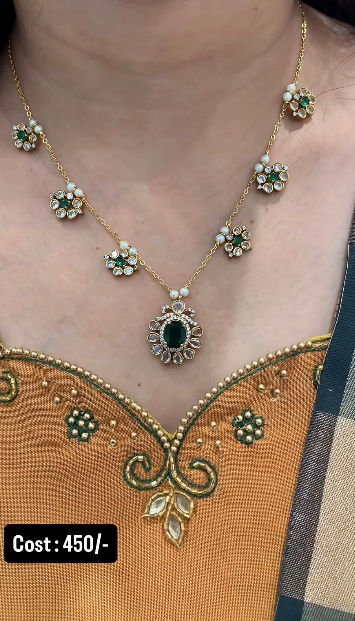 Beautiful green stone simple chain set
