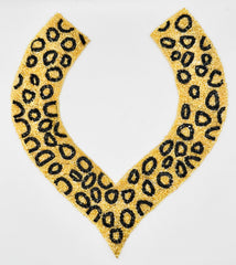 Designer Motif Neckline - Animal Print with Gold and Black Beads 11.5" x 10