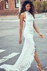 Mermaid Lace Backless Wedding Dresses With Court Train WD123