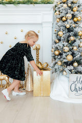 Hunter Green Velvet Sequin Dress-Mila & Rose ®
