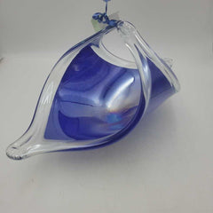 Art Glass Pedestal ruffled edge Dish (TRE)
