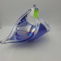 Art Glass Pedestal ruffled edge Dish (TRE)