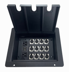 PROCRAFT LARGE 3 HOLE LID FEED-THRU RECESSED Stage Pocket/Floor Box w/ 1) WIRED AC 12) XF